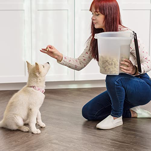 IRIS USA WeatherPro Airtight Pet Food Storage Container, Up to 6.5 lbs, Treat Box for Dog Cat and Bird Food, Keep Fresh, Translucent Body, Easy Clean Up, BPA free, Clear/Black