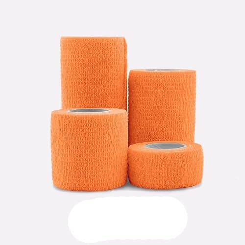 RIAAJ 4.8m Nastro Avvolgente Benda Elastica Autoadesiva Sportiva Colorata Per Cuscinetti Di Supporto Ginocchio Dito Caviglia Palmo Spalla-Arancione,10cmx4.8m