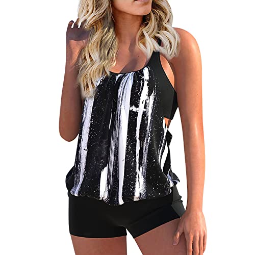 Tankinis Mujer 2025 Tallas Grandes Bañadores Reductores Traje De Baño Mujer 2 Piezas Sexy Verano Deportivo Swimsuit Trikinis Playa Natacion Menstrual Bikinis Swimwear Negro XXL