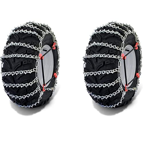 OakTen Set of 2 Tire Chains with Tensioners for ATV UTV, Ladder Alloy 2-Link spacing, for Tire Size 24x8x11