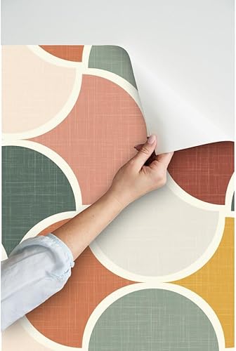 Miniatura 3 de Spoonflower Papel tapiz autoadhesivo de 6 x 2 pies, tonos geométricos bohemios, terracota, rojo óxido, rubor, rosa, verde salvia, desierto, colores