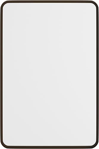 Miniatura 7 de Merrick Lane Halstead Espejo rectangular de pared, marco de metal de bronce cepillado, 20 x 30 pulgadas, baño, tocador, entrada, comedor y sala de