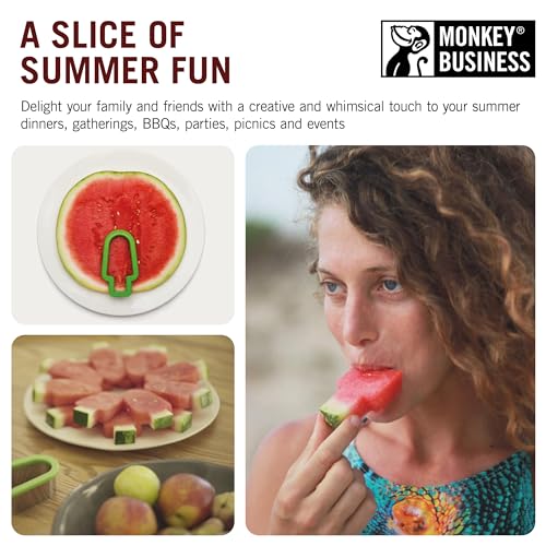 Monkey Business Pepo Watermelon Popsicle Cutter Mold, Stainless Steel Watermelon Slicer, Fun Popsicle Shape Sandwich and Cookie Cutter for Fruits by Monkey Business - Image 5