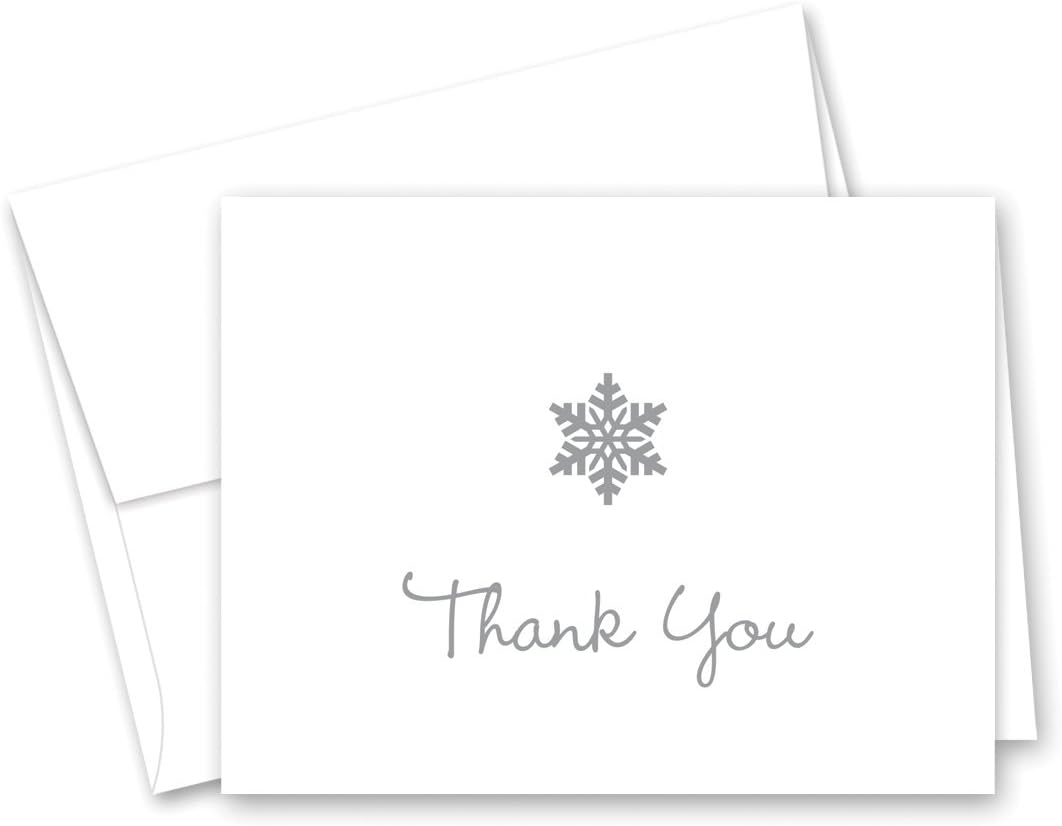 MyExpression.com 50 Cnt Snowflake Thank You Cards (Silver Grey)