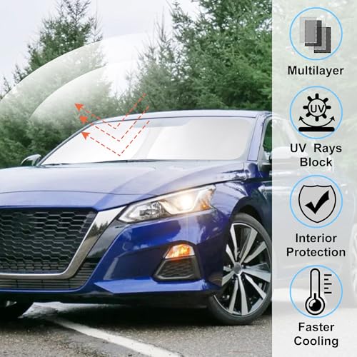 Image of Windshield Sun Shade Fit for Nissan Altima 2019 2020 2021 2022 2023 2024 2025 2026 Accessories Front Window Sunshade Protect Car from Sun Rays