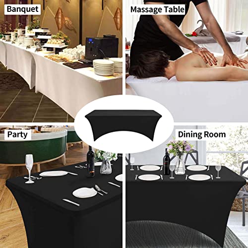 Image of OutdoorLines Fitted Tablecloths Red Table Clothes for 6 Foot Rectangle Table - Elastic Spandex Massage Bed Cover for Party, Wedding, Birthday, Banquet, Vendor