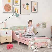 ZONEKIZ Toddler Bed Frame, Kids Bedroom Furniture for Ages 3-6 Years, 77 x 143 x 60cm - Pink