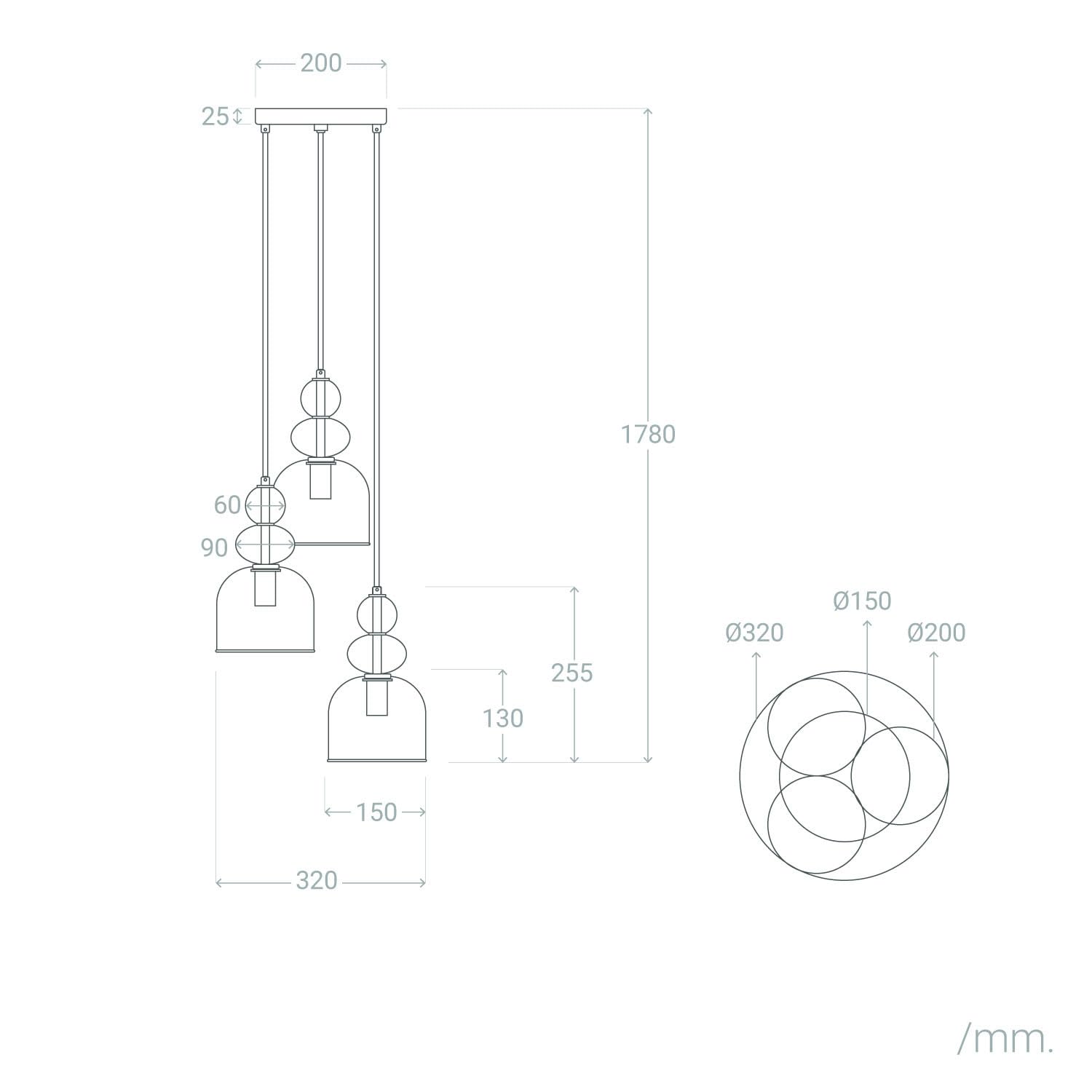LEDKIA LIGHTING Lampada a Sospensione Metallo e Vetro Tri Baudelaire Rosso E14
