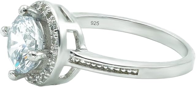 SESH Engagement Rings, Rings Women, Silver Rings For Women, Cheap Engagement Rings, Engagement Rings For Her, Round Cubic Zirconia Ring, Gift On Valentine Wedding Anniversary Birthday Mothers Day