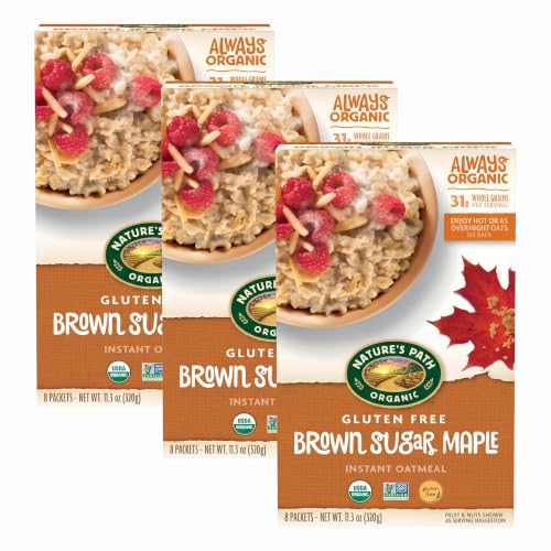 Nature's Path Organic Brown Sugar Maple Instant Oatmeal, 11.3 oz, Gluten Free, Non-GMO (Pack of 3)