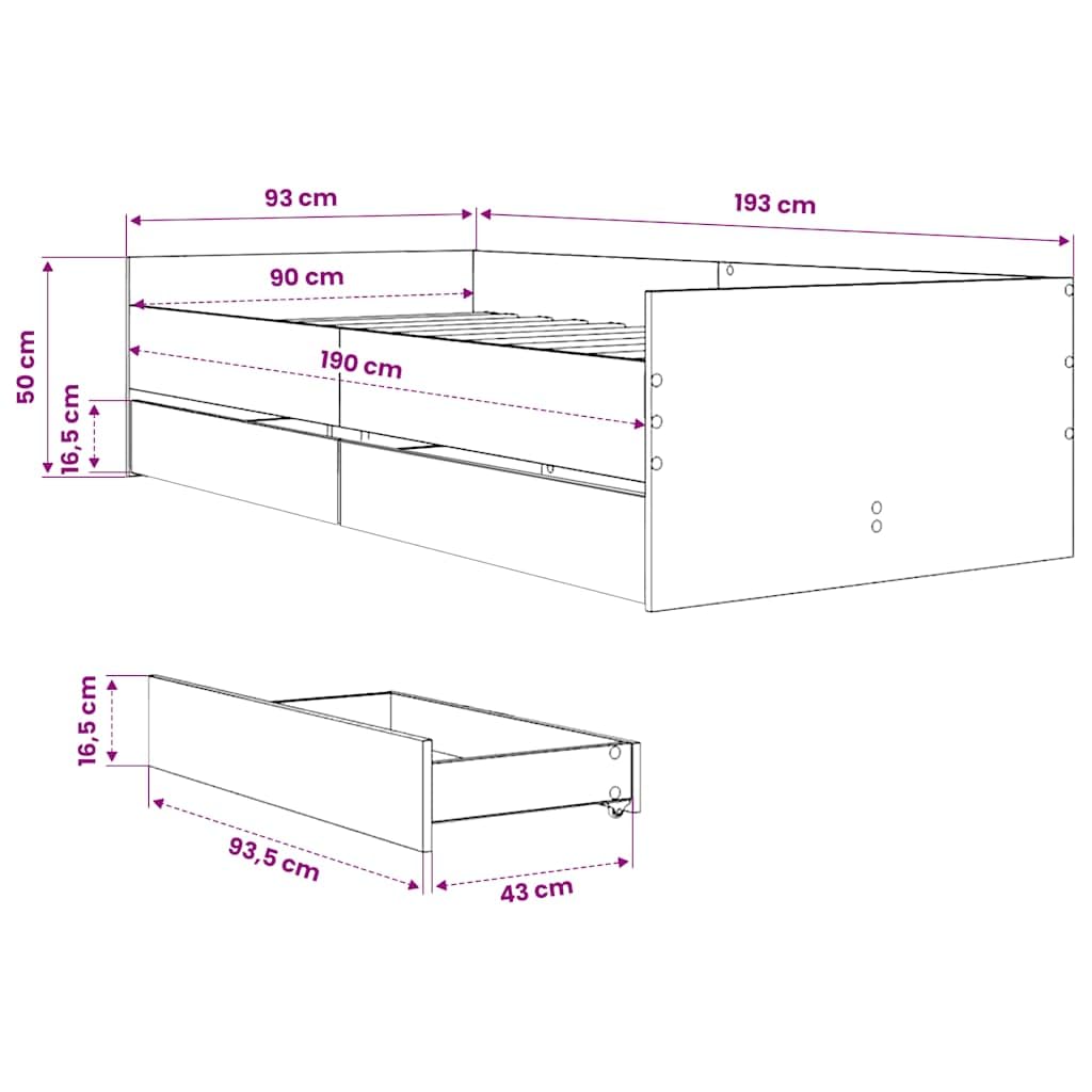 vidaXL Estructura de Cama con cajones Blanco 90x190 cm