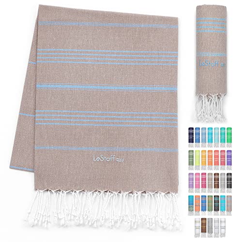 LeStoff Turkish Hammam Towel, 100% organic cotton, 95 x 180 cm, Pre-washed, Absorbent, Quick-drying, Lightweight