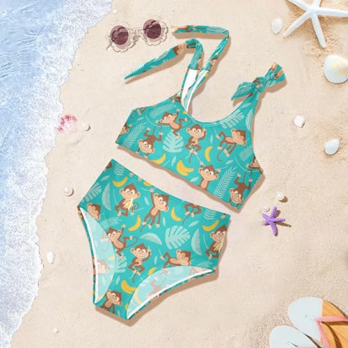 Image of CaTaKu Girls Swimsuits Two Piece Swimwear Cute Bikini Set Tankini Hawaiian Beach Sport Bathing Suit for Girls Size 3-12T