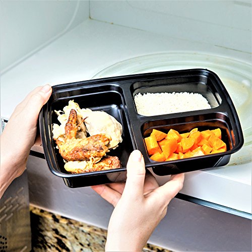 3 Compartment Meal Prep Containers with Lids Food Storage BPA Free Pack of 20