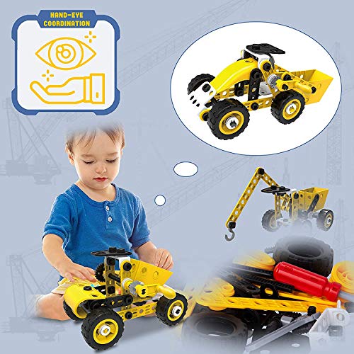 barchrons STEM Building Toys Kit for Age 5 6 7 8 9 10 Year Old Boys & Girls 86 Piece 5-in-1 DIY Learning Construction Toy, Best Educational Kids Toys Mechanical Engineering Set Gifts