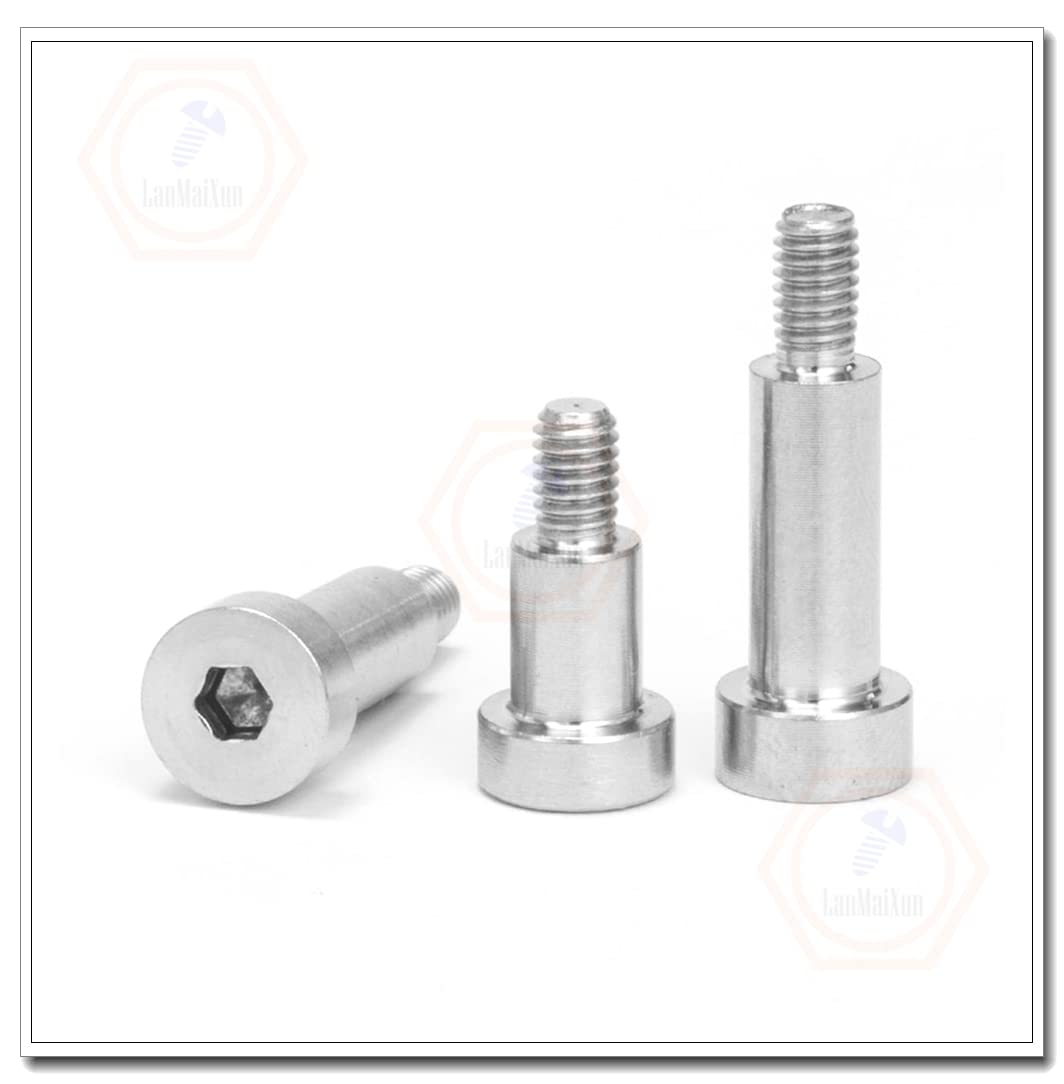 φ5mm×M4×6mm-10pcs 304 Stainless Steel Hexagon Socket Shoulder Bolts,5mm Shoulder Diameter, 6mm Shoulder Length, Thread Size M4-0.7mm