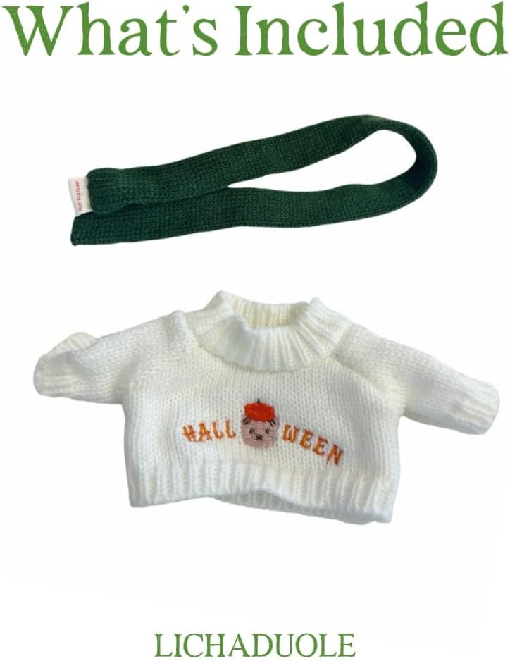 7"/16-18cm Stuffed Animal Clothes: Halloween Sweater Scarf 2-Piece Set for Small Bashful Bunnies (16-18cm) and Slim 16cm Teddy Bears Tiny Bartholomew Bear(NO Doll) image 5
