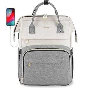 LOVEVOOK Laptop Backpack for Women, Fashion Computer Backpacks Purse, School Student Bookbag for Girl, Business Travel Bags, Doctor Nurse Backpack for Work, Fits 15.6-Inch Laptop, Beige Grey