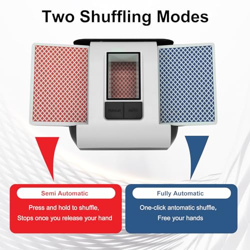 Image of Gelabur Automatic Rechargeable Card Shuffler Machine for 1-2 Decks, Low Noise Dual Mode Electric Card shuffler for Texas Hold'em, Blackjack, Skip-Bo, Phase 10