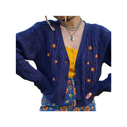 N-brand Women Y2k Floral Embroidery Cardigans Autumn Oversized Sweaters Korean Harajuku Vintage Coats Cuteandpsycho Aesthetic Tops