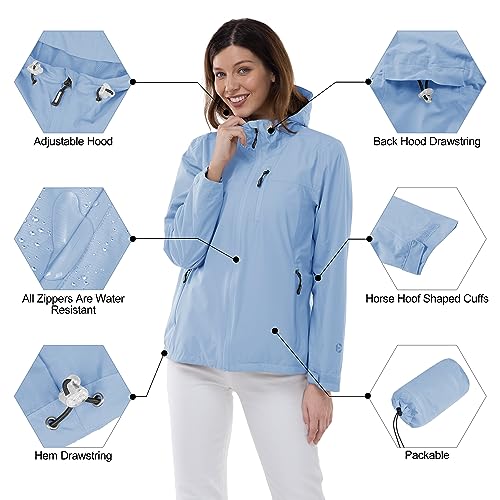 Image of Outdoor Ventures Packable Rain Jacket Women Waterproof Raincoat with Hood