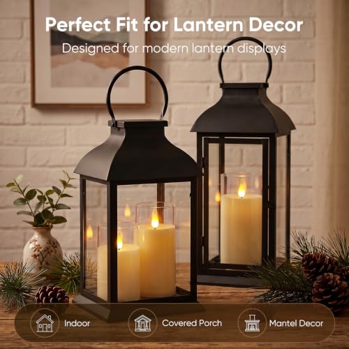 Image of Homemory Ivory Flameless Candles, Battery Operated Acrylic LED Pillar Candles with Remote Timer, Realistic Flickering Fake Candles for Home Decor, Christmas, Wedding, Party, Set of 3