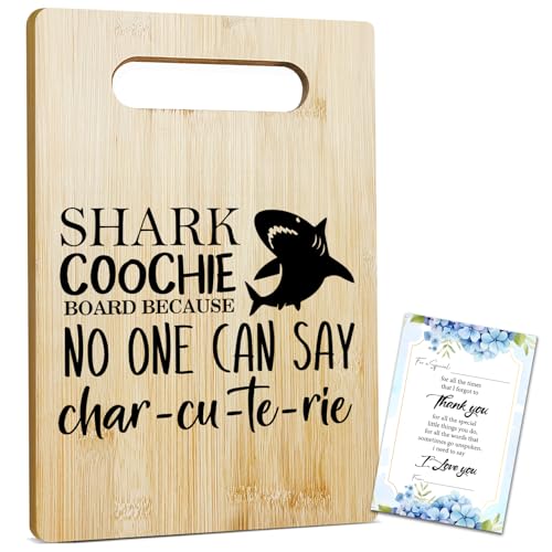 Shark Coochie Bamboo Cutting Board for Kitchen, Funny Charcuterie Boards, Thanksgiving Christmas Housewarming Gifts for Friends Women Men, Farmhouse Home Kitchen Decor -002