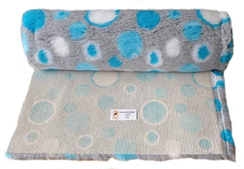 PnH Veterinary Bedding® NON SLIP Vet Bedding Whelping Fleece - Puppy/Dog/Pet Bed - GREY/BLUE CIRCLES (3m x 75cm ROLL)