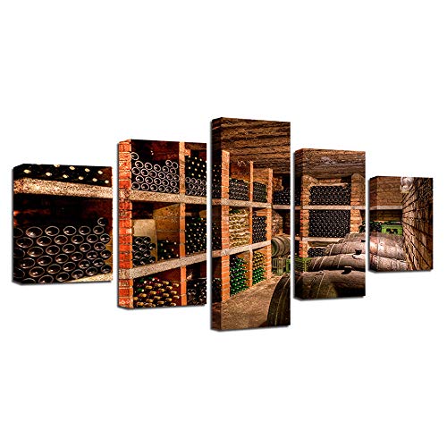 Impression sur toile 5 pièces cave à vin pour habiller un grand mur vide sans cadre