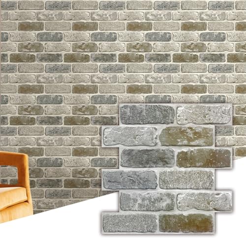 Commomy 10 Pcs 3D Faux Brick Peel and Stick -11.8"X11.8"