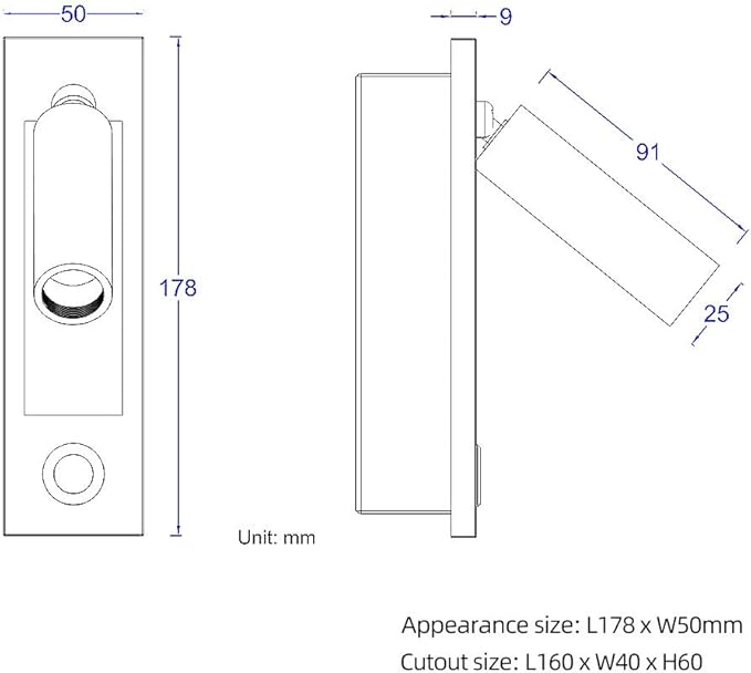 Sunny Lingt Bedlampje Verborgen Schuif Wandschakelaar Lampen, LED Slaapkamer Hoofdeinde Wall Light Sconce, Hotel Side Decoratieve Spotlight, 360° draaibaar 90° Opvouwbaar (Kleur: Zand Nikkel) photo 3