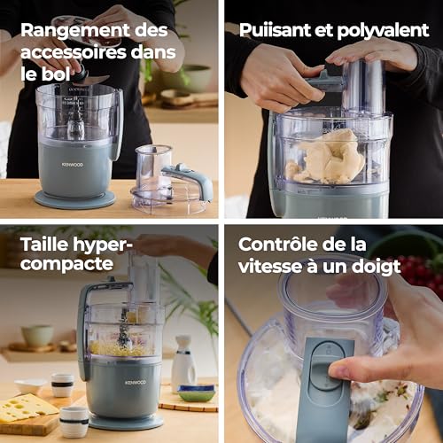 Kenwood MultiPro Go FDP22.130GY, Processeur Alimentaire Compact de Cuisine de 30cm de Haut, pour Couper, Râper, Mixer et Pétrir la Pâte, avec Express-Serve dans la Poêle, Récipient 1,3 l, 650W, Bleu – Image 5