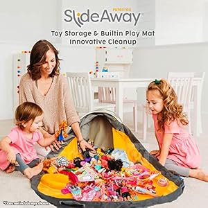 Creative QT SlideAway Toy Storage Organizer & Play Mat for Kids - Organizer Storage Bin - Kids Toy Box for Boys & Girls - Playroom Storage - Toy Holders for Kids Rooms - Grey Stripes Creative QT SlideAway Toy Storage Organizer Play Mat for Kids Organizer Storage Bin Kids Toy Box for Boys Girls Playroom Storage Toy Holders for Kids Rooms Grey Stripes