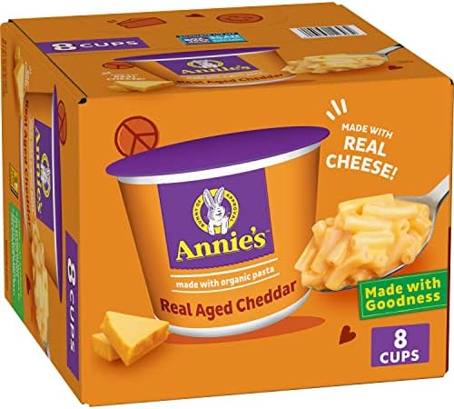 Annie's Real Aged Cheddar Microwave Mac & Cheese with Organic Pasta, 8 Ct, 2.01 OZ Cups