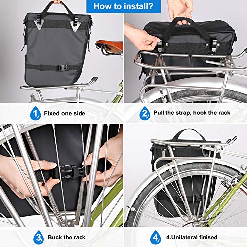 image for WATERFLY Bike Bag Bike Pannier Bag Waterproof Bike Saddle Bag Shoulder