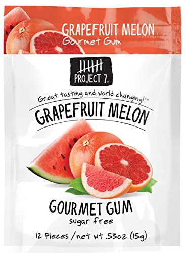 Project 7 Sugar Free Gum, Grapefruit Melon, 12 Pouches, 144 Pieces Total