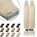 Produktbild Tape extensions echthaar 55cm Remy Echthaar Haarverlängerung 40 Tressen 100g #60 Weißblond