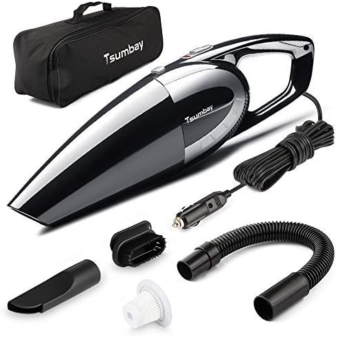 Tsumbay Vacuum Cleaner, 5KPA 120W Strong Suction Vacuum DC 12V Handheld Portable Vacuum for Home and Cars, Wet/Dry Use Home Vacuum Auto Dust Buster with 14.8 Feet Power Cord Mini Home Vacuum Cleaner