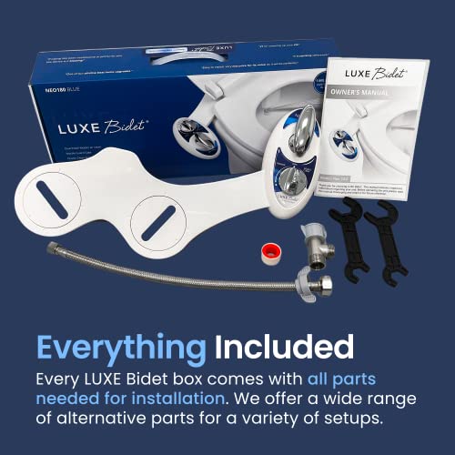 LUXE Bidet NEO 180 - Dual Nozzle, Self-Cleaning, Non-Electric Bidet Attachment for Toilet Seat, Adjustable Water Pressure, Rear & Feminine Wash, with Lever Control (Blue) by LUXE Bidet - Image 2