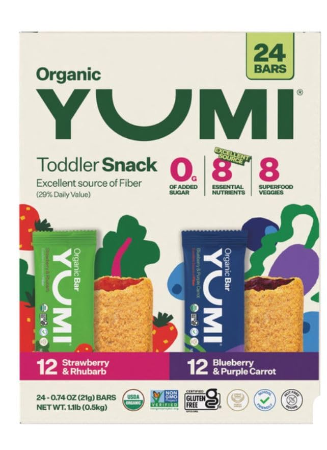 HUG Yumi Organic Snack Bars Berry Variety Pack, .74 oz, 24-count