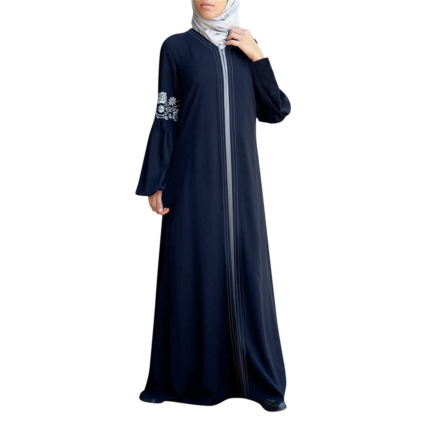Generic Vestido maxi Abaya 2024, vestido vintage con estampado floral, largo para mujer, musulmán, caftán, ropa musulmana, ropa para mujer, ropa de verano