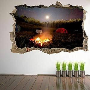 Muurstickers 3D Spiegelweergave Doorbreken De Muur Vinyl Muurstickers Verwijderbare DIY Vinyl Muurstickers Camping Tent…