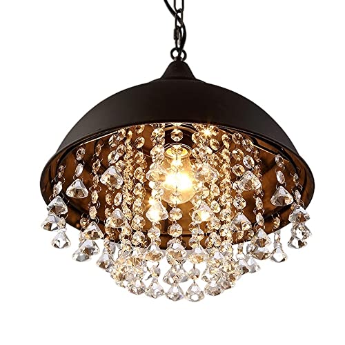 Lustre en Fer Forgé et Cristal Luminaire de Caractère Style Américain