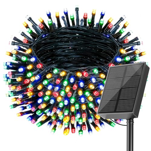 SOLARBABY Guirnaldas Luces Exterior Solar, 20M 200 LED Luces Navidad Exterior Solares 8 Modo,IP65 Impermeable Colores Navidad Cadena de Luces Solares para Exteriores Jardín Del Arbol Patio Xmas Decor