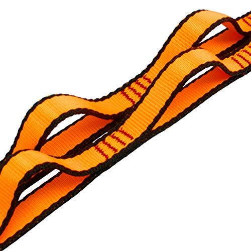 Geelife Daisy Chain Rope 2 pcs Looped Strong Straps 23 kN Climbing Lanyard Nylon Daisy Chains Multi Loop Aerial Yoga Webbing Sling 53 Inches (Orange)