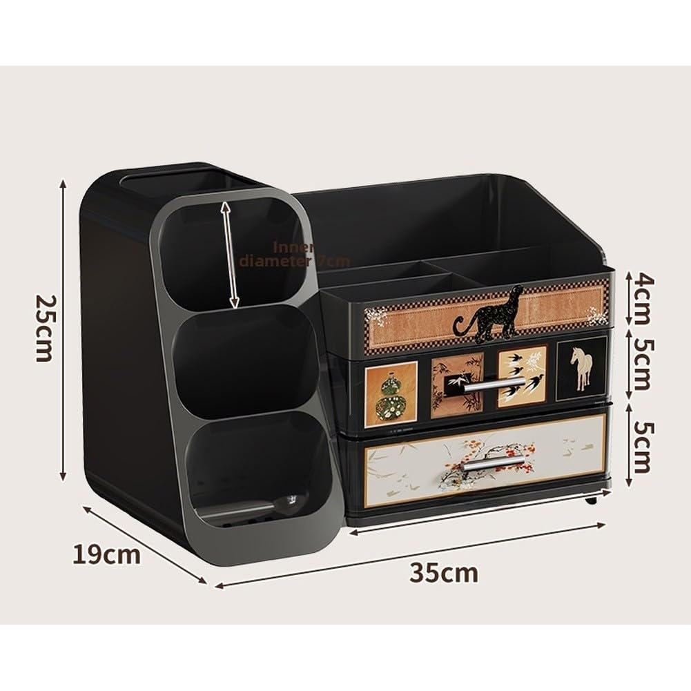 Boîte de rangement pour cosmétiques avec tiroirs, design superposé, anti-poussière, concept ouvert pour pinceaux de maquillage, parfums, coiffeuse de bureau