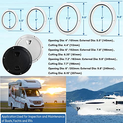 Veithi 6" Circular Non Slip Inspection Hatch -Boat Hatch Deck Plate With Detachable Cover For Rv Marine Boat Kayaks Yacht - Boat Round Non Slip Inspection Hatch With Screws （White） #TOP6