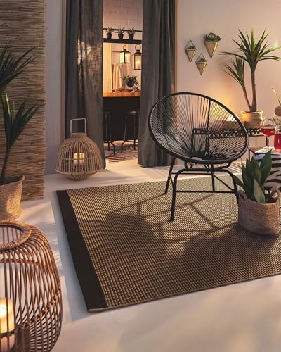 benuta Nest In- & Outdoor Teppich Naoto - Beige/Schwarz 120x170 cm - Kunstfaser - Outdoor geeignet - Rechteckig - Pflegeleicht für Wohnzimmer Schlafzimmer Flur Terrasse Balkon