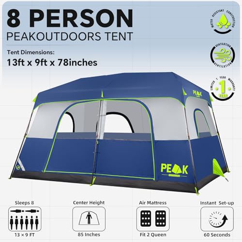 PEAK OUTDOORS 8 Person Pop Up Tent
