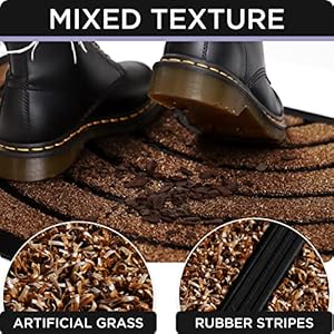 ubdyo 2 Pack Heavy Duty Front Door Mat - Mixed Texture with Artificial Grass & Rubber Stripes - Muddy Dirt Trapping Outdoor Mats - Low Pile Front Door Mat Outside Entrance - 30'' x 17'', Bright Brown ubdyo 2 Pack Heavy Duty Front Door Mat Mixed Texture with Artificial Grass Rubber Stripes Muddy Dirt Trapping Outdoor Mats Low Pile Front Door Mat Outside Entrance 30 x 17 Bright Brown